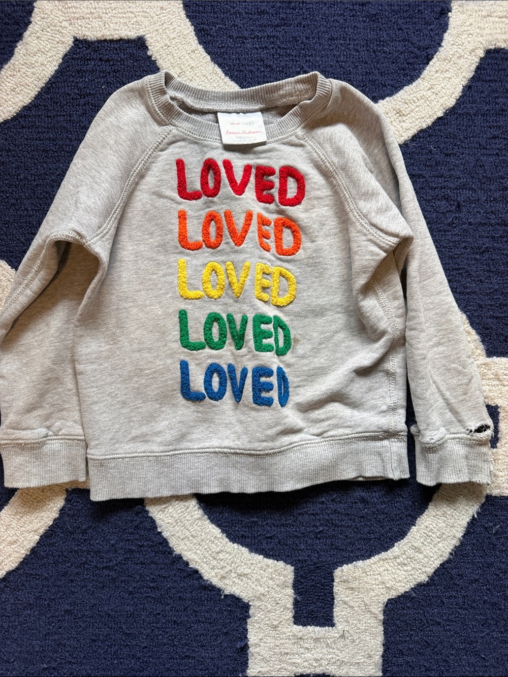 Hanna Andersson Gray Sweatshirt with Rainbow "LOVED" Embroidery